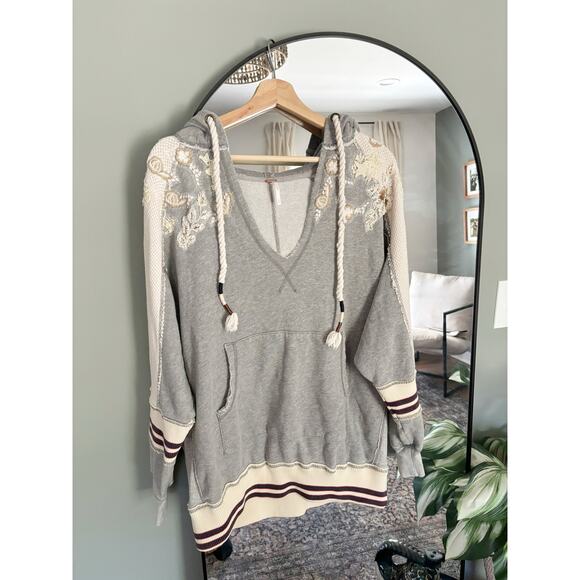 Free People Varsity Embellished Pullover Hoodie - Picture 2 of 8